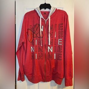 Disney Minnie Mouse Double Zip Red Jacket With Polka Dot Hood 1X XXL